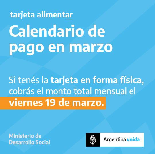 Tarjeta Alimentar: calendario de pago de marzo