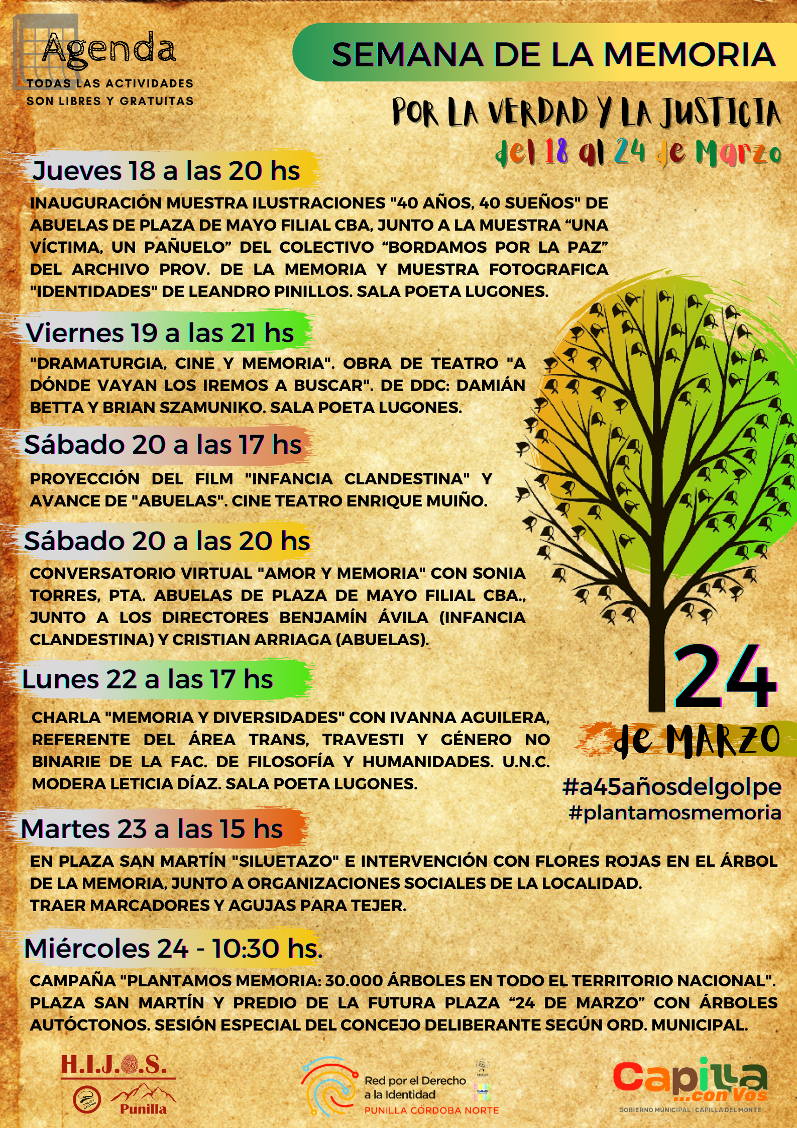 Actividades de la Semana de la Memoria en Capilla del Monte