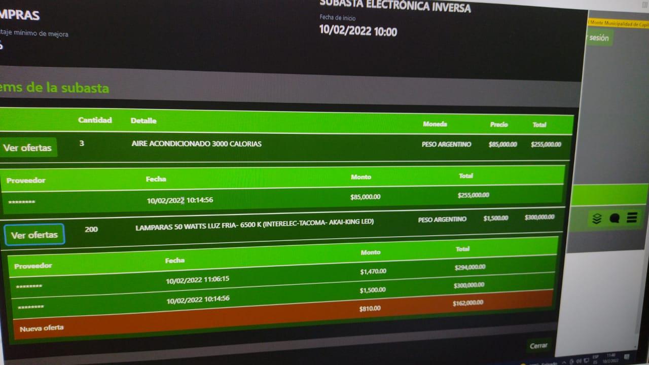 TRANSPARENCIA: NUEVA SUBASTA ELETRNICA INVERTIDA POR EQUIPOS DE AIRE ACONDICIONADO